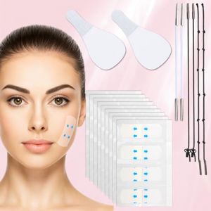Penitue 160pcs Ruban Lifting Visage Cou avec Ficelle, Patchs Faciaux en Silicone Anti-Rides Rubans Invisibles Lifting du Visage Bandes Contour en V pour Double Menton Peau Rel&acirc;ch&eacute;e Raffermissant (funysion, neuf)