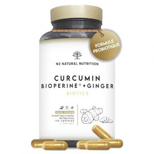 Curcuma CurQreal&reg; 10.000 mg Par G&eacute;lule. Avec Probiotique Flore Intestinale. 4 Mois. 1 G&eacute;lule/Jour. Curcuma G&eacute;lules 70% Curcumine. Anti Inflammatoire. Poivre Noir BioPerine&reg;. N2 Natural Nutrition (N2 Natural Nutrition, neuf)