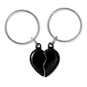 WKRTDY 2 pcs Porte Clef Coeur, Porte Clé Amoureux, Idee Cadeau Couple Noël pour Femme Homme, Cadeaux Couple Anniversaire, Porte Clé Cadeau Amoureux, Femme Porte Clef, Cadeau Meilleure Amie(noir) (zhangbeibeiouzhoudianpu, neuf)