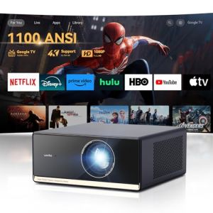 Videoprojecteur 4K【1100 ANSI/Google TV& Netflix Officiel】, Auto Focus/Keystone Projecteur Video, WiFi Bluetooth Videoprojecteur Portable, Wanbo Natif Full HD 1080P Retroprojecteur pour Home Cinéma (Wanbo Direct, neuf)