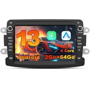 Hexinex Autoradio Android 13【2Go+64Go】 pour Renault Dacia Duster Sandero Captur Lodgy Symbol Logan Dokker avec Carplay Android Auto 7 Pouces Écran GPS/Bluetooth/Commande au Volant/Aide au Parking (happyx2, neuf)