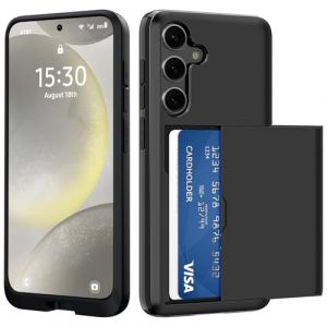 &Aacute;RBOLORO Coque pour Samsung Galaxy S24 avec Porte Cartes, &Eacute;tui Portefeuille Housse Fente Carte Militaire Antichoc Anti Rayures Fente Cach&eacute;e Coulissante Case pour 2 Cartes, Noir (CHELSEA JADE LIMITED, neuf)