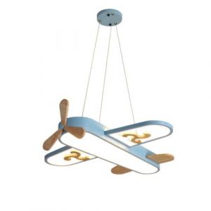 WJLL Plafonnier LED chambre d'enfant lustre 32W dimmable avec t&eacute;l&eacute;commande lumi&egrave;re avion lampe suspension gar&ccedil;ons filles chambre &eacute;clairage Lumi&egrave;res Lampes de plafond pour enfants L21.7 blue (xianziqijiadianxiaoshou, neuf)