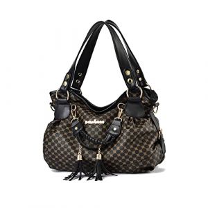 NICOLE & DORIS Sac &agrave; Main Bandouli&egrave;re Femme Grand Sac Fourre-Tout R&eacute;tro Sac Epaule Imprim&eacute; Sac Cabas PU Cuir Souple Sac Shopping Hobo Bag Sac de Voyage Travail Papillon Noir (GUGGIARI S.R.L, neuf)