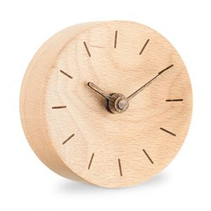 Navaris Horloge Bureau - Horloge Rond de Bureau &agrave; Poser en Bois - Design Vintage r&eacute;tro avec Heures minimalistes et Aiguilles silencieuses (SX-Commerce, neuf)