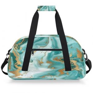 Mexpekil Sac de sport de voyage pour filles et gar&ccedil;ons, sac &agrave; main &eacute;tanche pour le sport, la danse, l'&eacute;cole, Marbre dor&eacute; sarcelle (LIFEYI, neuf)