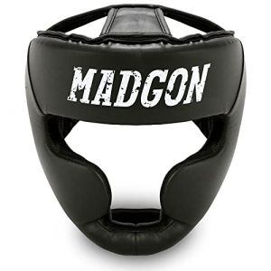 MADGON Casque Boxe Absorbe Parfaitement Les Chocs &ndash; Casque Boxe Pro Int&eacute;gral &ndash; Bonne Vision et Transpiration Minime - Casque pour Arts Martiaux, MMA, Boxe, Kick-Boxing et Sparring - Sac Inclus (Martial Sports, neuf)