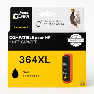 FranceToner - 364XL - Cartouche Compatible pour HP 364 XL Noir - Haute capacit&eacute; &ndash; Encre pour pour DeskJet 3520 Photosmart 5520 5510 6525 6520 5515 5525 5522 5524 6510 Officejet 4620 (364XL Noir) (FranceToner, neuf)