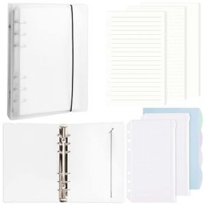 DesertBoy Classeur A6, 1 Pièce Classeur à Anneaux A6 avec 135 feuilles Recharge Papier, 2 Pièces Pochette Zippée et 4 Pièces Feuillets Intercalaires, Mini Classeur pour Carnet de Voyage, Planificateur (BaSaKaShangMao, neuf)