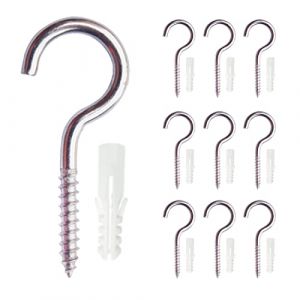 10 Pièce Crochets à Visser Inox, Plafond Vis Crochet, Piton à Visse, Avec 10 PCS Chevilles Kit, M4 x 20 x 50mm, Pour Lustres, L'artisanat (HanDanSuoBianShangMaoYouXianGongSi, neuf)
