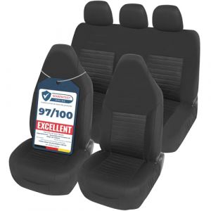 upgrade4cars Housse de Siege Voiture Appui Tête Intégré Universelle Noir | Ensemble de Housses Siège Auto Universel | Couvre Sieges pour Avant et Arrière (upgrade4cars, neuf)
