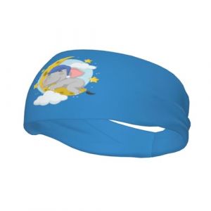 Bandeaux de sport antidérapants et absorbants pour homme et femme, motif éléphant endormi sur la lune, idéal pour la gym, le basket-ball, le yoga (ruianshihuichenjiayouzhanguanliyouxiangongsi, neuf)