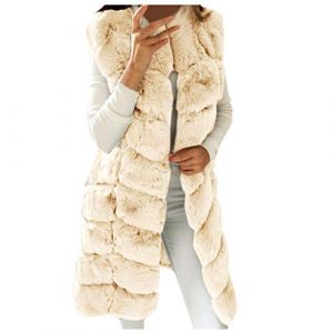 G&eacute;n&eacute;rique Manteau en Fausse Fourrure pour Femme, Automne Hiver Chaud polaire femme zipp&eacute;e Veste &agrave; Capuche Pelucheux Shaggy Pardessus,Veste Femme R&eacute;versible en Fausse Fourrure avec col en Fourrure (Qingyak, neuf)