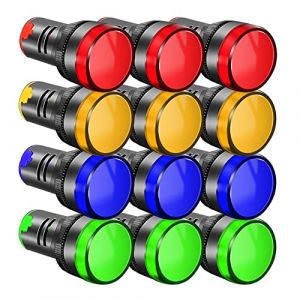 Gebildet 12pcs 22mm Indicateur LED, Voyants LED Lumineux Indicateur,Voyant Indication Panneau Pilote LED 12-24V 20mA,Indicateur de Lampe de Signalisation(Rouge/Jaune/Bleu/Vert,Chaque 3pcs) (Gebildet-FR, neuf)