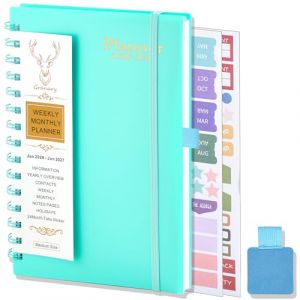 NEYSA Agenda 2026 2027 Semainier Spirale,Jan2026 - Juin 2027(18 mois) Agenda acad&eacute;mique avec Autocollants de plan, Boucle de Stylo,1 semaine sur 2 pages (Bleu clair) (NEYSA, neuf)