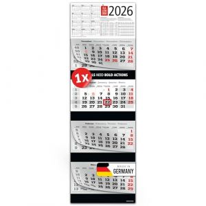 Primus Print Calendrier mural XXL 2026 &ndash; Calendrier mural 4 mois &ndash; Avec curseur de date, calendrier &agrave; suspendre &ndash; Avec jours f&eacute;ri&eacute;s et vacances &ndash; Diff&eacute;rents motifs &ndash; 1 calendrier (Primus-Print, neuf)
