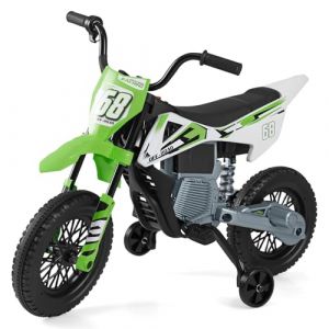 GOPLUS Moto &Eacute;lectrique Enfants 12 V avec Batterie,2 Roues Amovibles, Voiture Electrique Enfant avec Musique sans Fils, Amortissement, Charge 30 kg, 3-5 km/h, pour Enfants de 3-8 Ans (Vert) (Augenstern24, neuf)