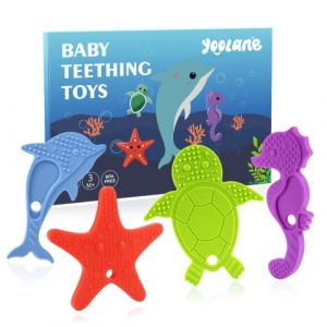 Yoolane® Anneau Dentition Bebe [Original] Jouet Dentition Bébé en Silicone - Animaux Marins Anneaux de Dentition Refrigerant Sans BPA | Jouets & Accessoires & Cadeau Nourrissons 3+ Mois | 4 Pièces (Yoolane, neuf)
