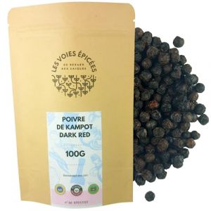 Les Voies Epicees-Poivre de Kampot Dark Red - 100g- Extrême Maturation -Saveurs Intenses - Poivre Rare-Poivre Entier en Grains (LES VOIES EPICEES, neuf)