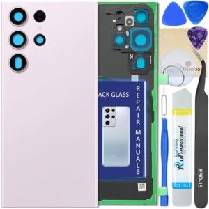 LUVSS Vitre Arri&egrave;re pour Samsung Galaxy S23 Ultra SM-S918B/DS Pourpre Coque Cache Batterie avec Lentille de Cam&eacute;ra, Adh&eacute;sifs, Kit Outils, Guide De R&eacute;paration (LUVSS Official, neuf)