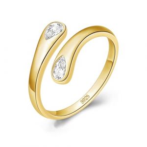 HEEYA Bague Argent 925 Femme Hypoallerg&eacute;nique Plaqu&eacute; Or 18K Bague Goutte d'Eau Ouverte R&eacute;glable avec Zirconium Cubique 5A Bague Pouce &Eacute;paisse pour Femme Homme avec Bo&icirc;te Cadeau (HEEYA Jewellery, neuf)