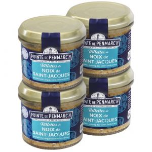 Rillettes de noix Saint-Jacques Pointe de Penmarc'h le lot de 4 verrines de 100 g - Livraison en 2 à 3 jours ouvrés depuis la Bretagne (Pointe de Penmarc'h, neuf)