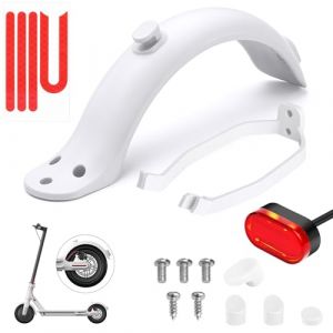 Ainiv Garde Boue pour Trottinette Electrique Xiaomi M365/Pro, Garde-Boue Arri&egrave;re avec Support + Feu Arri&egrave;re LED + Bande R&eacute;fl&eacute;chissante, Accessoire de Remplacement de Scooter Xiaomi (Blanc) (HUAYOTO, neuf)