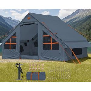 DanCoom Tente gonflable pour camping, tente de glamping pour 4 personnes, assemblage facile, tente d&ocirc;me 4 saisons, tente de camping imperm&eacute;able et coupe-vent pour les familles, camping (SANHEYUAN, neuf)