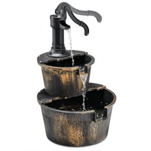 SOARS Fontaine de Jardin &agrave; 2 Niveaux, avec Pompe &agrave; Eau & D&eacute;bit d'eau R&eacute;glable, Fontaine &agrave; Eau Design en PP, Fontaine d'Int&eacute;rieur, D&eacute;coration de Jardin pour Ext&eacute;rieur Balcon Terrasse (Bronze) (Magichome24, neuf)