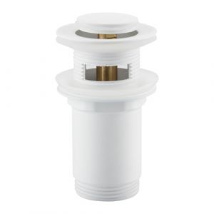 Balneo Bonde de Lavabo avec Trop-Plein - M&eacute;canisme Clic Clac B en Laiton Anticorrosion - Finition Blanche R&eacute;sistante &agrave; l'usure et Z&eacute;ros Taches - Confortable et Facile &agrave; Utiliser - pour Salles de Bain (BALNEO, neuf)