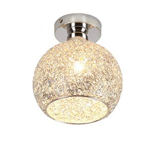 YOXANG Simple Moderne Aluminium Plafonnier Lampe Couloir Cr&eacute;atif All&eacute;e D&eacute;coration Lustre Mini Balle &Eacute;clairage suspendu Chambre Balcon Pendentif Lumi&egrave;re &Oslash;18CM 1&times;E27 MAX 40W (Balle, Argent) (YOXANG, neuf)