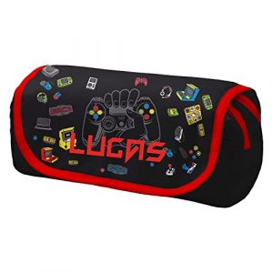 Ferocity Personnalis&eacute; Trousse Scolaire pour Les Gar&ccedil;ons 2 Compartiments avec Rabat et Nom Sac a Crayon Trousse de Toilette Trousse Plumier Organisateur Joueur Gamer [151] (ferocity-shop, neuf)