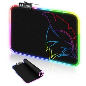 EMPIRE GAMING - Tapis de Souris Gamer Dark Rainbow - RGB LED 12 Modes d’Eclairage - Mouse Pad Rétroéclairage - Hydrorésistant - Caoutchouc Antidérapant - PC, Mac et Ordinateur Portable - 300x230x4mm (OptimumWay France, neuf)