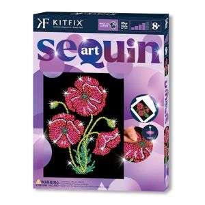 Kitfix - Sequin Art Purple - Coquelicots - Image à paillettes - 27 x 36 cm - Kit de création pour enfants, adolescents et adultes de plus de 8 ans - 1936 (Kitfix, neuf)