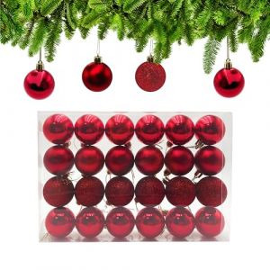 Xcdhemde Lot de 24 Boule de Noel Rouge pour Sapin de No&euml;l &Oslash; 5cm, Boules de Noel en Plastique, Decoration No&euml;l Sapin avec Cordon de Suspension, pour D&eacute;coration de F&ecirc;te Mariage Anniversaire (TODORO INTERNATIONAL, neuf)