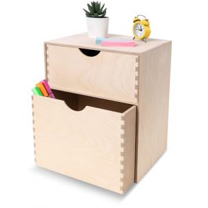 Creative Deco Petite Commode Bois | 2 Tiroir | 25 x 20 x 31 cm | Organisateur Bureau | Rangement Bureau | Organiseur Bureau | Petit Meuble Rangement | Rangement bureau organisateur | Accessoire (Creative Deco, neuf)