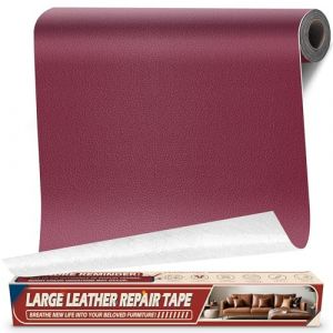 Patch de Réparation en Cuir Auto-adhésif, 43x200cm Simili Cuir Autocollant pour Canapé, Kit Reparation Simili Cuir pour Meubles, Sièges de Voiture, Chaise de Bureau, Siège de Bateau, Vin rouge (Cahomo, neuf)