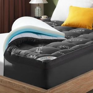 BEDLORE Surmatelas 180 X 200cm, Double Couche de 10 cm (5 cm de Mousse &agrave; M&eacute;moire de Forme Gel + 5 cm de Surmatelas Moelleux), Soulagement de la Pression et des Douleurs Dorsales (Bedlore EU, neuf)