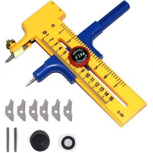 Compass Cutter, Precision Circle Cutter, Outil de coupe à tirage rond réglable, Cercle/Compas de découpe à Tissu pour les cercles de 1-15cm, pour couper la carte de papier en cuir (ysister, neuf)