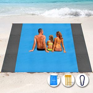 Henrycares Tapis de Plage 300 x 275cm Anti Sable, Couverture de Plage Large Imperm&eacute;able Compact Natte de Plage pour Plage, Camping, Picnic, Voyage (Bleu) (Henrycares, neuf)