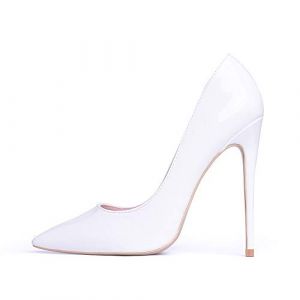 Zhabtuc Femme Escarpins Hauts Pointus Talon Aiguille Sexy Mariage de Fête Stiletto Soir Fête Chaussures 12CM Blanc?Taille 39 EU (Tiance, neuf)