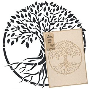 NAKLEO Pochoir pour Peinture Murale Grand Format 59x95cm, Modèle en Plastique et Réutilisable, Arbre Vie Cercle, DIY Bricolage Artisanat Décoration a Peindre, Bois Tissu Mueble (Nakleo / Stencils / Stickers / Art&Wall Decor, neuf)