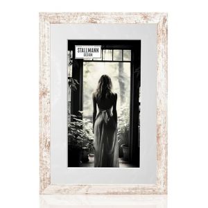 Stallmann Design Cadre photo avec passe-partout 60 x 80 cm (image 50 x 70 cm) - Couleur : vintage - Baguette de cadre de 30 mm d'&eacute;paisseur (Stallmann Design, neuf)