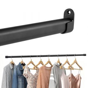 Tringle &agrave; v&ecirc;tements pour penderie, noire, ovale, 25 mm, extensible, avec 2 supports, pour armoire, fen&ecirc;tre, 43 &agrave; 101 cm (MetalMarvels, neuf)