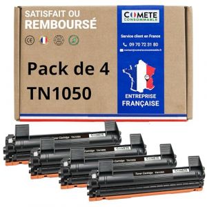 COMETE, Marque Fran&ccedil;aise - TN1050 - 4 Cartouches de Toners Compatibles avec Brother TN1050 - pour Brother DCP-1510 DCP-1512 DCP-1610W DCP-1612W HL-1112 HL-1210W MFC-1810 MFC-1910W (4 Noir) (Comete Consommable&reg;, neuf)