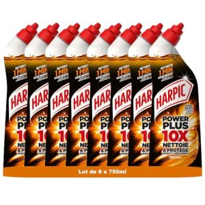 Harpic Gel WC PowerPlus Original - nettoyant wc antibactérien - efficace sans brosse lot de 8 x 750ml (Pennguin-FR-Home, neuf)