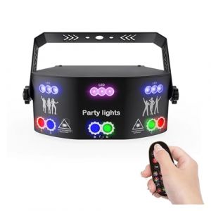 Projecteur de lumière Disco DJ à 15 yeux, stroboscope à distance, effet d'éclairage de scène, fête de noël, vacances, Halloween pour fête, club, bar, Halloween, Noël(15 Hole RGB Laser_0) (Happy Day888888, neuf)