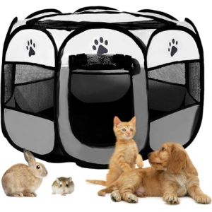 BRIMOREA - Parc pour Chiot - 74 x 74 x 48 cm - Enclos pour Chiot - pour Appartement, Cage pour Chien pour la Maison - Caisse à Lancer pour Chat - Enclos pour Chat et Chien - Balcon pour (BRIMOREA, neuf)