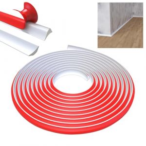SUNYHUE Bande de moulage flexible en TPE - 8 m - Autocollant quart de rond - Bande de moulage pour bord de carrelage, plinthe, coin mural, sol, plafond (12 mm x 9 mm, blanc) (SUNYHUE, neuf)