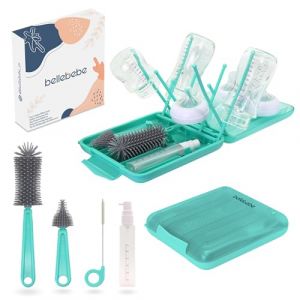 BELLEBEBE Ensemble Goupillon Biberon avec Égouttoir - Brosse et Sèche-Biberon Portable - Sans BPA - Pliable et Compact (BELLEBEBE, neuf)